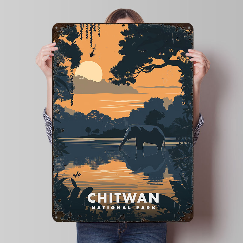 Retro Poster Gaming - Affiche métallique personnalisée du Parc National