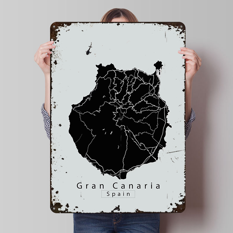Retro Gaming Island - Affiche en métal de la carte