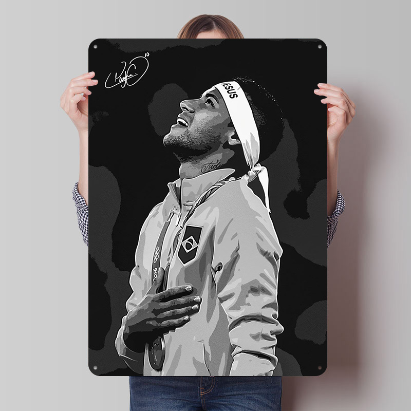 Retro Poster Gaming - Neymar Jr. Affiche de portrait personnalisée,